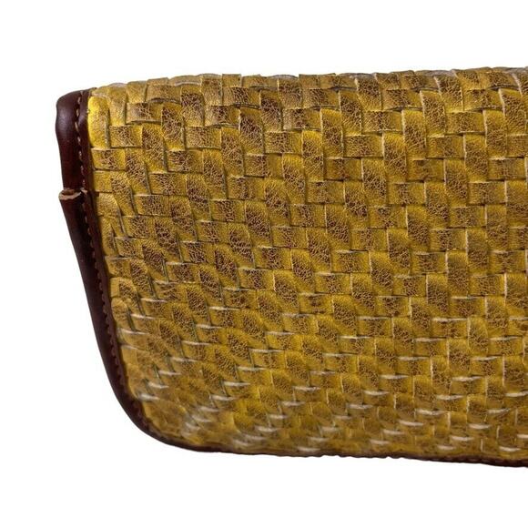 Mode Luxe Womens Woven Brown Tan Wristlet Zip Around Wallet Clutch Coin Purse - Picture 3 of 16